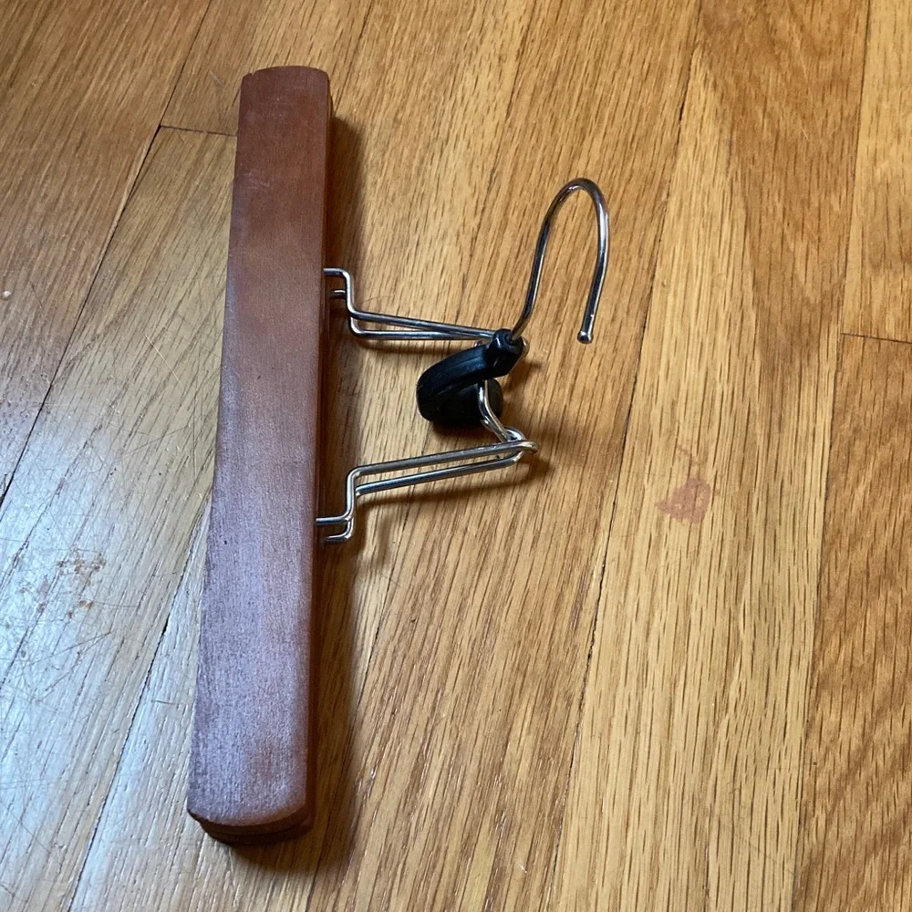 Wooden Pants Hangers with Metal Hooks - Set of 2